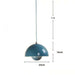 Blue Danish Flower Bud Pendant Light with dimensions 25cm diameter and 16cm height, hanging elegantly by cord.