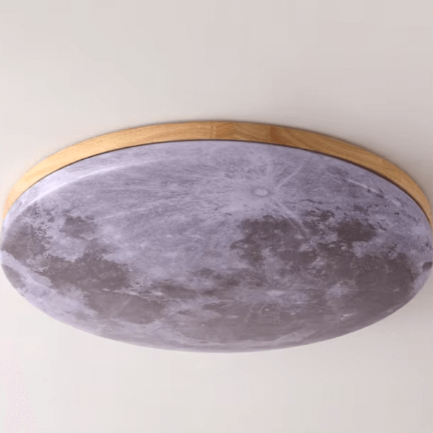 Minimalist Japanese Moon Ceiling Lamp with warm glow and LED lighting, transforms spaces with tranquil ambiance.