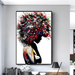 Colorful Afro Abstract Canvas Art with silhouetted woman and vibrant afro, blending abstract and graffiti styles on high-quality canvas.