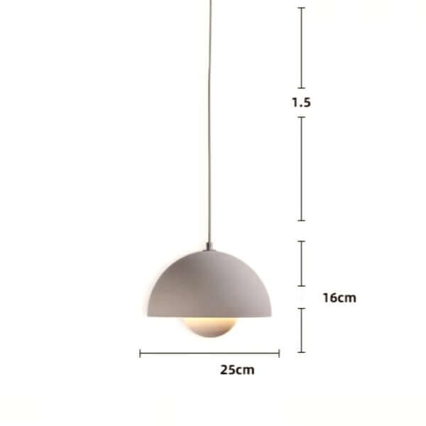 Danish Flower Bud Pendant Light with sleek design, measuring 25cm wide and 16cm high, ideal for modern home decor.