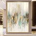 Golden Cascade Abstract Canvas Art with gold, teal, and black brushstrokes, resembling a luxurious cascading waterfall effect.