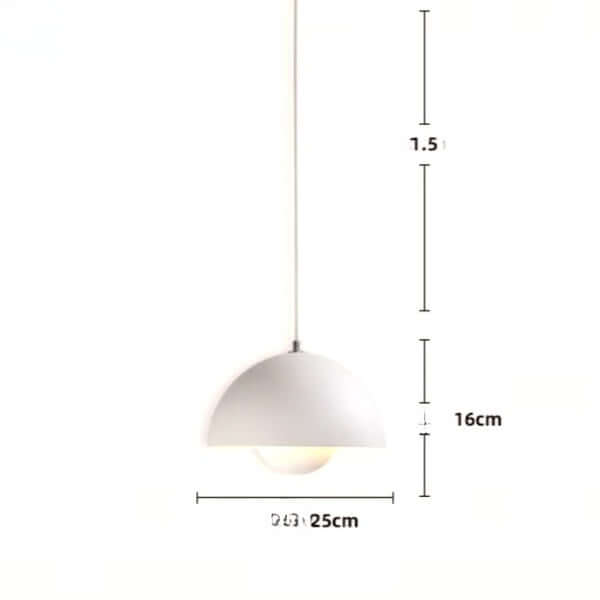 Elegant Danish Flower Bud Pendant Light with dimensions 25cm diameter, 16cm height, perfect for modern interior decor.