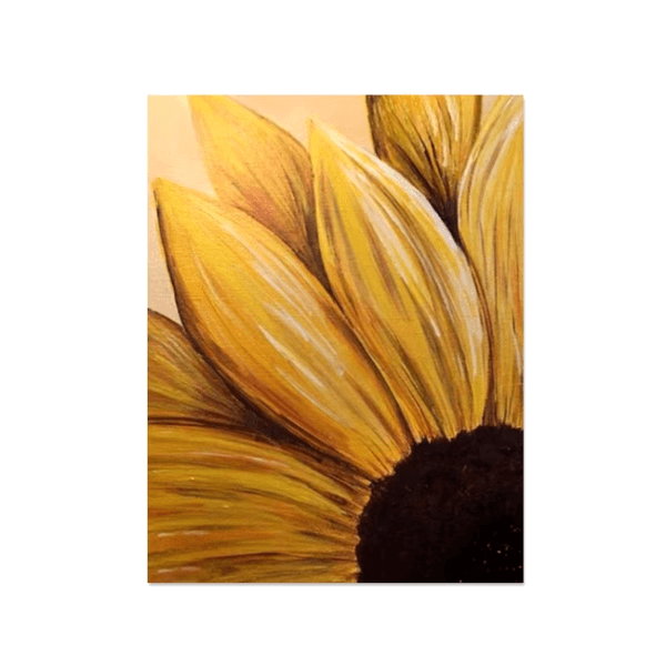 Hand-painted sunflower oil canvas art with vibrant yellow petals and bold textures, capturing warmth and energy.