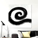 Monochrome Spiral Abstract Canvas Art with bold black circle pattern on living room wall above a sofa.