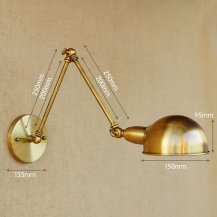 Vintage Swing Arm Wall Sconce – Industrial Brass Lamp