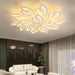 Modern flower petals ceiling light in a stylish living room, featuring iron and acrylic design with warm illumination.