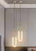 Modern minimalist U-shaped bar chandelier with polished chrome finish and white LED light, ideal for parlor or master bedroom.