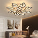 Modern flower petals ceiling light with iron and acrylic design illuminates a stylish living room.