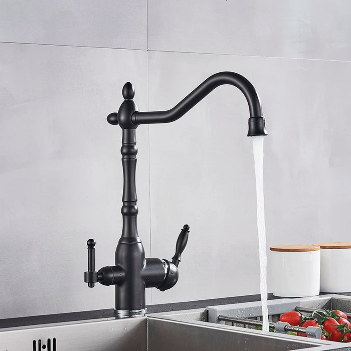 Dual-Handle Kitchen Faucet with Water Filter - HomeComfort365