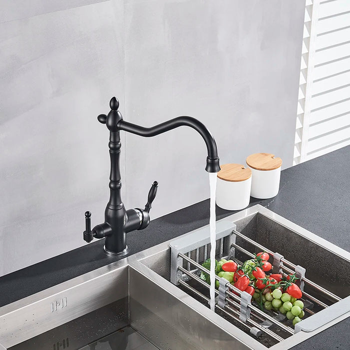 Dual-Handle Kitchen Faucet with Water Filter - HomeComfort365