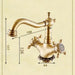 Carved antique brass bathroom faucet with detailed measurements and intricate design featuring an antique bronze finish.