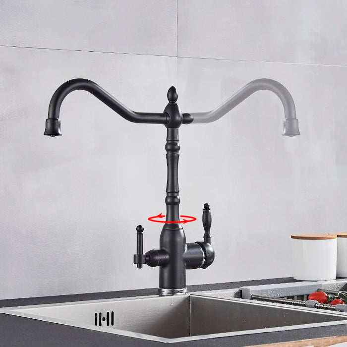 360° Rotatable Dual Spout Kitchen Faucet - HomeComfort365