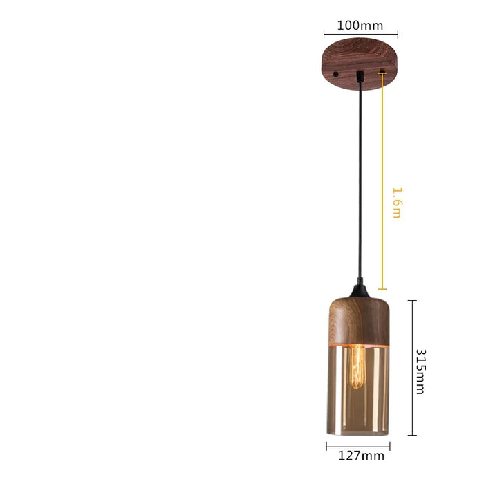 Modern wood color LED pendant light fixture with adjustable cord, ideal for parlor, study, and bedroom.