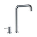 Elegant kitchen brass mixer tap with 360-degree swivel spout and single-handle design for flow and temperature control.