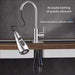 Pull-out stainless steel kitchen faucet with gravity rebound feature and automatic return, showcasing modern design and functionality.