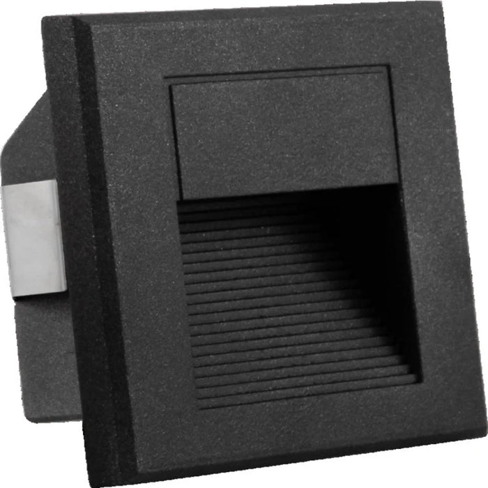 Modern LED recessed stair light in black die-cast aluminum with IP65 waterproof rating for efficient indoor lighting.