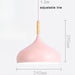 Nordic Teardrop Wood Pendant Light with pink aluminum shade and natural wood handle, perfect for modern Scandinavian interiors.