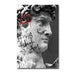 Michelangelo's David sculpture canvas with graffiti art, featuring words and a crown, perfect for modern and traditional interiors.