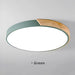 Round wooden LED ceiling light with modern frosted finish in green, ideal for 5-10 sq meter rooms, CCC, CE, RoHS certified.