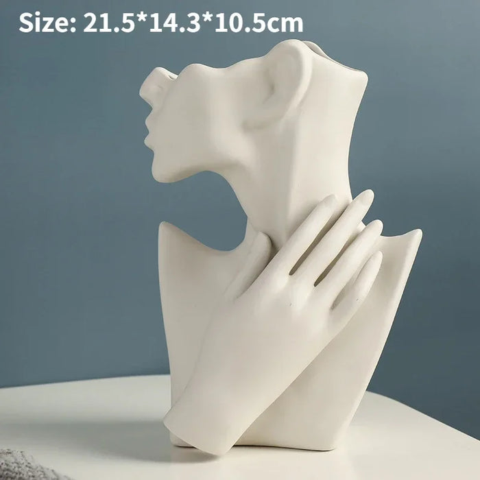 Nordic Ceramic Body Art Vase, Woman Model, Modern Home Decor, Artistic Ceramic Sculpture, 21.5cm Size, Elegant Flower Pot