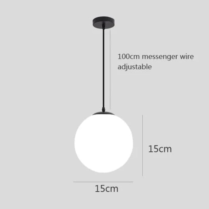 Modern Nordic pendant lamp with adjustable 100cm cord, 15cm glass shade, ideal for parlor and master bedroom lighting.