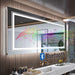 Smart LED vanity mirror with Bluetooth, dimmable lights, and music streaming in a modern bathroom setting.