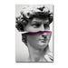 Michelangelo's David sculpture canvas with graffiti art, featuring a unique minimalist design for modern and traditional interiors.