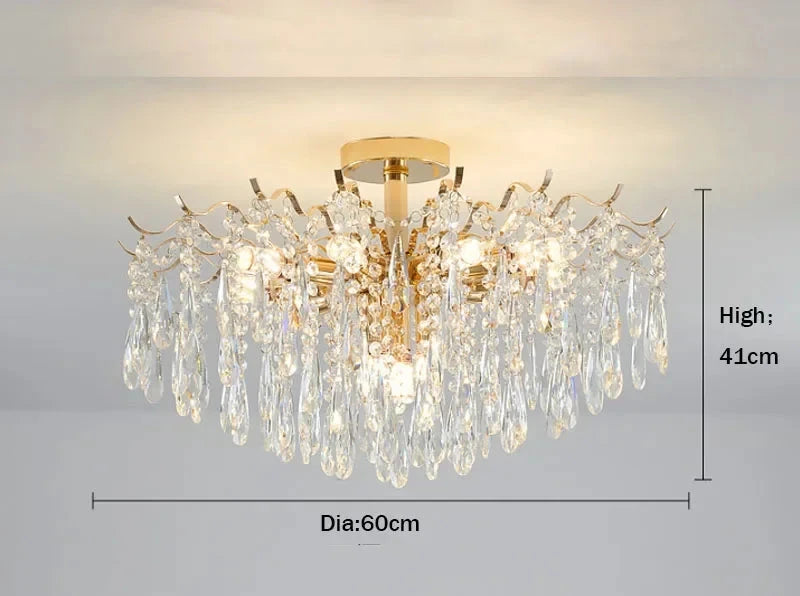 Luxury crystal lantern chandelier with 41cm height and 60cm diameter, featuring intricate design and brilliant illumination.