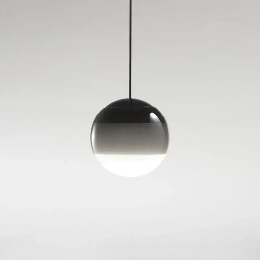 Modern gradient glass chandelier with minimalist design and smooth color transitions hanging against a white background.