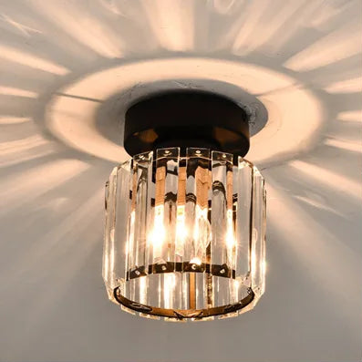 Crystal ceiling lampshade with polished finish and single light source, ideal for dining rooms and foyers, CCC and CE certified.