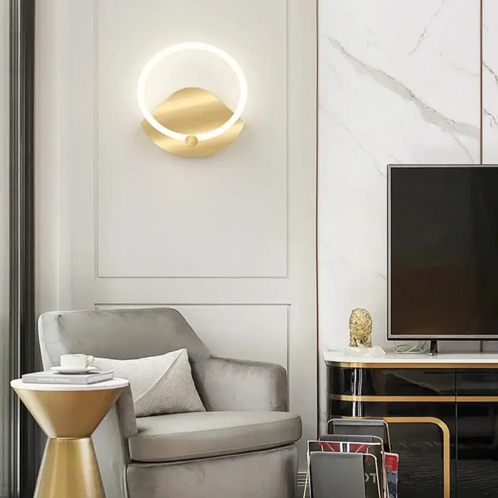 Modern Nordic LED Ring Wall Lamp in elegant living room decor setting.