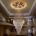 Grand Spiral Crystal Chandelier in elegant interior with cascading crystals, perfect for high ceilings and luxurious spaces.