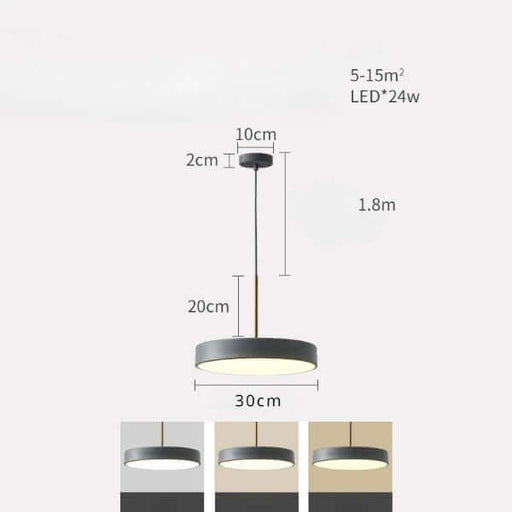 Modern LED saucer pendant light with adjustable 1.8m cord, 30cm width, 20cm depth, ideal for dining areas and modern interiors.