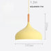 Nordic Teardrop Wood Pendant Light with adjustable 1.2m line, yellow aluminum shade, and wood accent, 240mm x 290mm dimensions.