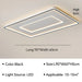 Geometric modern LED ceiling lamp, black, rectangular, size 90x60x5cm, suitable for 10-15m², featuring energy-efficient LED light.