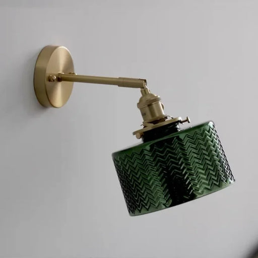 Vintage glass wall lamp with stained-glass shade and LED bulb, ideal for kitchens, dining rooms, and bedrooms.