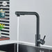 Noir Pull-Out Kitchen Sink Faucet in black with stream setting, offering modern design and functionality for versatile kitchen use.