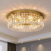 Luxury modern crystal round ceiling chandelier with premium crystal and AC-powered, providing luminous elegance and ample illumination.