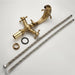 Antique brass dolphin basin faucet with installation accessories, showcasing elegant design and durable craftsmanship.