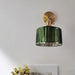 Vintage stained glass wall lamp with a green shade, wall-mounted and suitable for kitchen or dining room lighting.