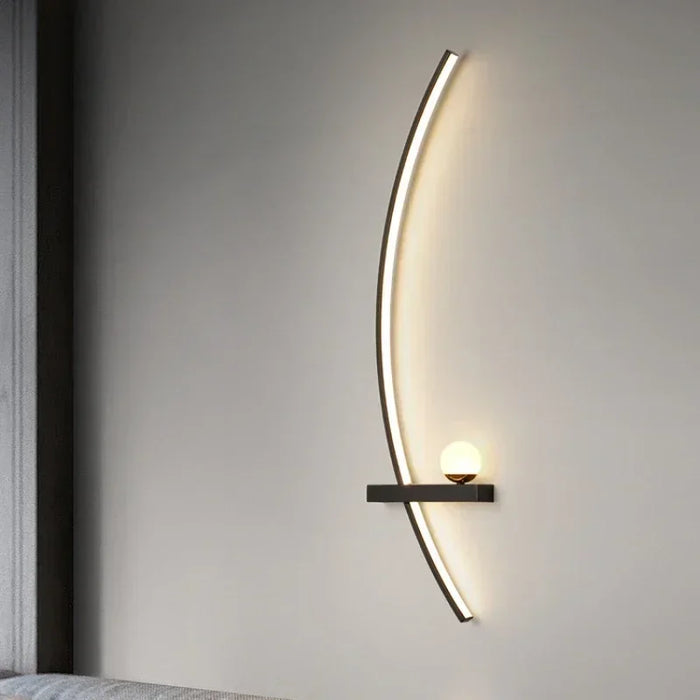 Elegant line wall light with LED bulbs, CCC and CE certified for safety and quality, on a modern interior wall.