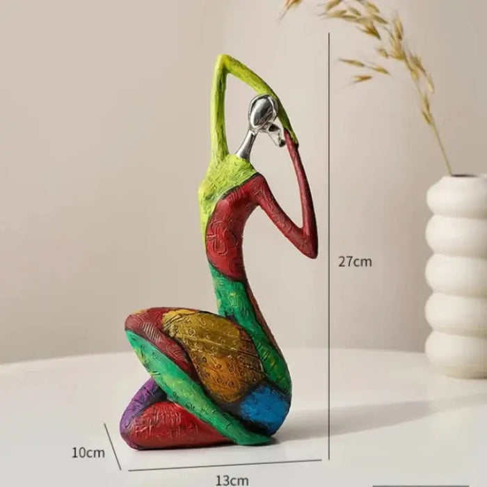 Vibrant Nordic Abstract Art Figurine with colorful patterns, standing 27cm tall, perfect for modern home decor.