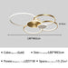 Minimalist overlapping circular ceiling light in gold, LED 71W, suitable for 15-25m² space with dimensions L80xW65xH10cm.