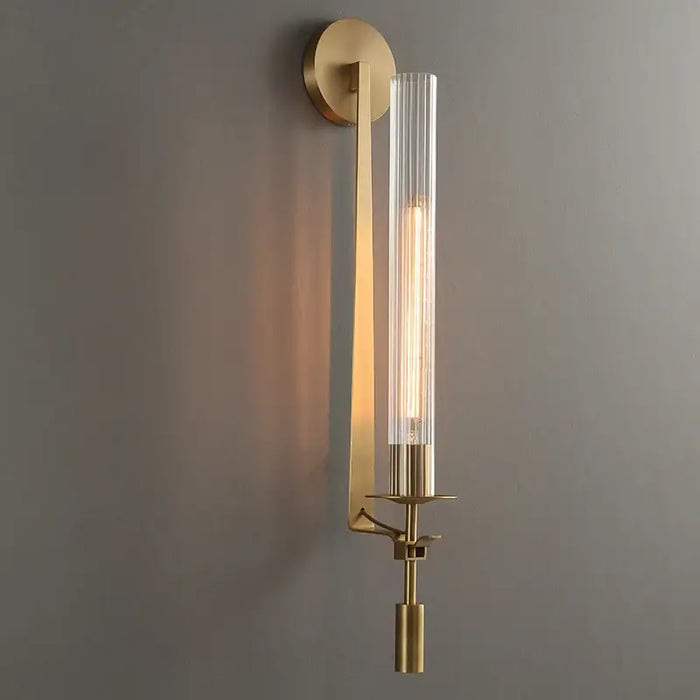 Retro glass wall lamp with gold vintage sconce, ideal for living room and bedroom decor, blending retro charm with modern style.