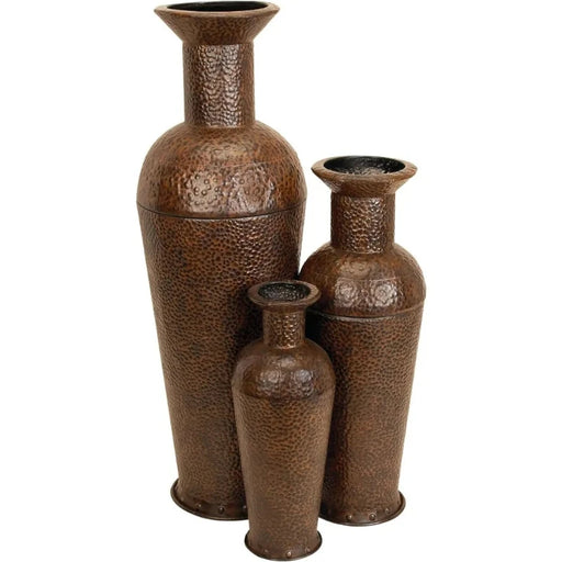 Tall Metal Floor Vases – Set of 3 with Bubble Texture and Studs - HomeComfort365