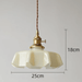 Retro French Brass Pendant Light with scalloped glass shade, dimensions 25cm x 18cm, vintage ceiling decor.