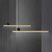 Minimalist linear LED bar pendant chandelier with modern geometric design, perfect for office or restaurant interiors.