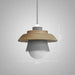 Nordic Wood Round Pendant Light with grey shade and wooden accent, hanging against a white background, dimensions 20cm by 13.5cm