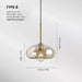 Industrial glass pendant lamp Type B with measurements and E27 light source, 33cm height, 28cm width, bulb not included.