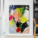 Textured Knife Abstract Oil Painting with vibrant colors and dynamic shapes on premium linen canvas, displayed in a modern room.